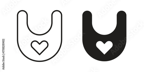 Baby bib icon illustration, thin line vector, web design sign,