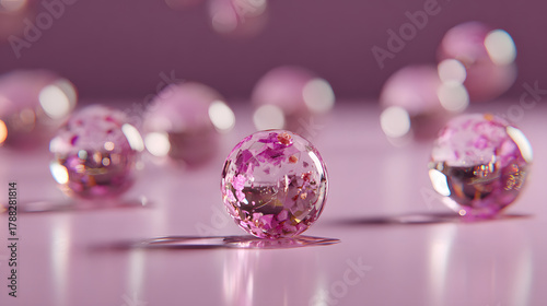 Blossom Crystal Sphere on Soft Pink Surface