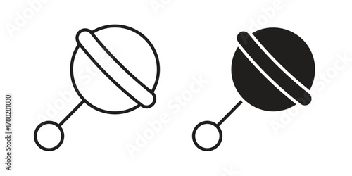 baby rattle icon illustration, thin line vector, web design sign,