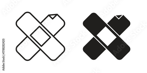 Band aid icon illustration, thin line vector, web design sign,