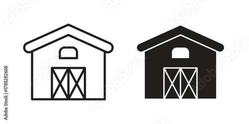 Barn icon illustration, thin line vector, web design sign,