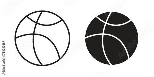 Basketball icon illustration, thin line vector, web design sign,