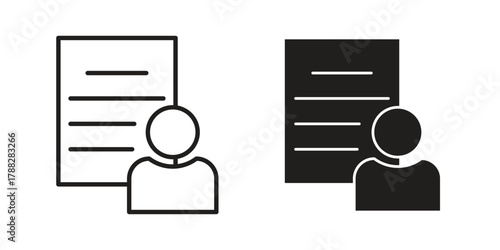 Biography icon illustration, thin line vector, web design sign,