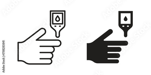 Blood sugar test icon illustration, thin line vector, web design sign,