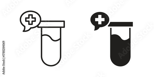 Blood test icon illustration, thin line vector, web design sign,