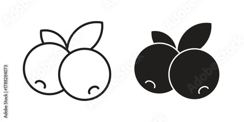 Blueberry icon illustration, thin line vector, web design sign,