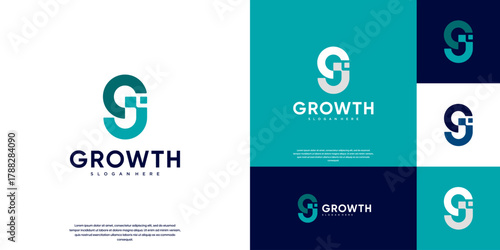 Accounting logo with letter concept, progress, financial business consulting, vector graphic template.