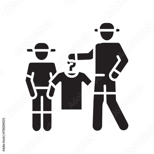 hand me down clothes black line icon for digital and print projects.