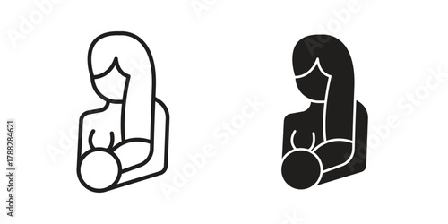 Breastfeeding icon illustration, thin line vector, web design sign,