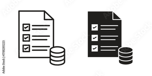 Budget planning icon illustration, thin line vector, web design sign,