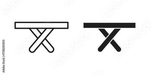 Camping table icon illustration, thin line vector, web design sign,