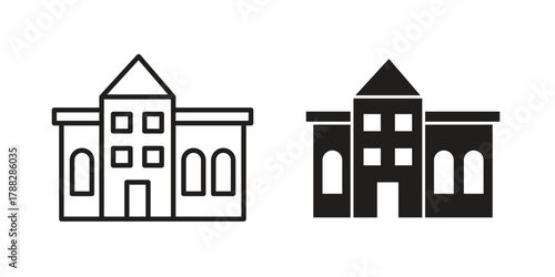 Campus icon illustration, thin line vector, web design sign,