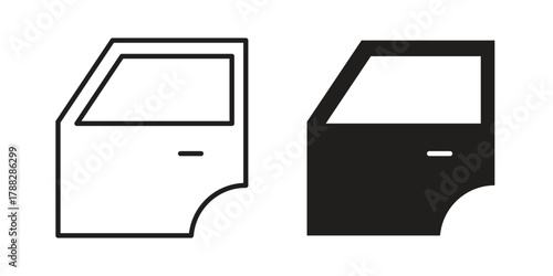 car door icon illustration, thin line vector, web design sign,