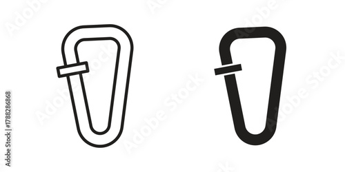 Carabiner icon illustration, thin line vector, web design sign,