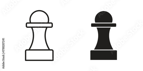 Chess pawn icon illustration, thin line vector, web design sign,