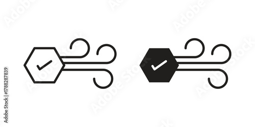 Clean Air icon illustration, thin line vector, web design sign,