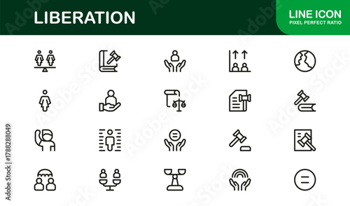 Liberation Glyph Icon Set. Minimal and Modern icons for rights, freedom, and empowerment
