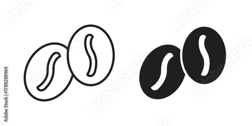 Coffee beans icon illustration, thin line vector, web design sign,