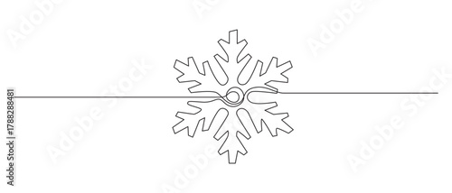 Elegant Snowflake Horizontal Line Divider,Snowflake Icon single one line art vector illustration,christmas concept vector illustration