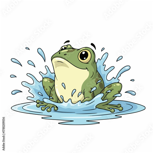 Frog Splashing in Pond with Joy
