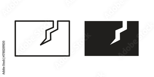 Crack icon illustration, thin line vector, web design sign,