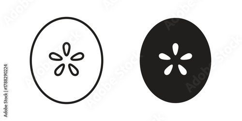 Cucumber slice icon illustration, thin line vector, web design sign,