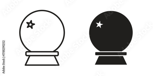 Crystal ball icon illustration, thin line vector, web design sign,