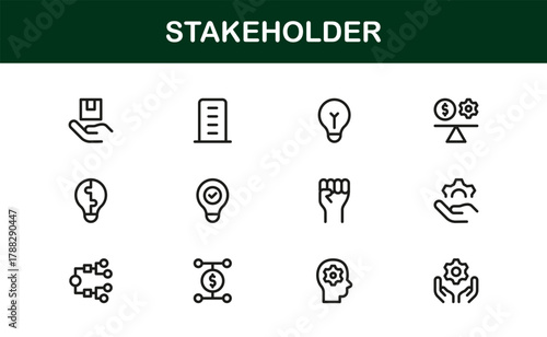 Stakeholder Modern Icon Set. Clean and Minimal icons for project, team, and business management
