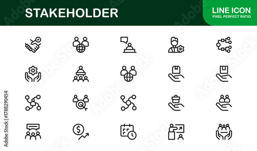 Stakeholder Bold Icon Set. Professional and Sleek icons for decision-making, team, and planning
