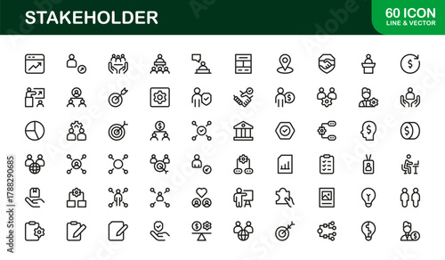 Stakeholder Flat Icon Set. Modern and Professional icons for management, collaboration, and business
