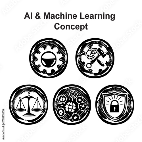 AI Machine Learning Concept Icons Technology Business