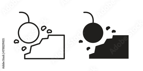 Demolition icon illustration, thin line vector, web design sign,