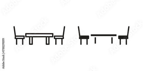 Dinner table icon illustration, thin line vector, web design sign,
