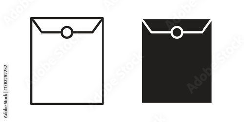 Document envelope icon illustration, thin line vector, web design sign,