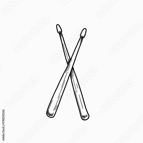 Crossed wooden knitting needles in a simple sketch style  