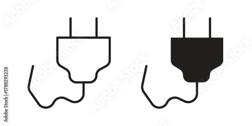 Electrical plug icon illustration, thin line vector, web design sign,