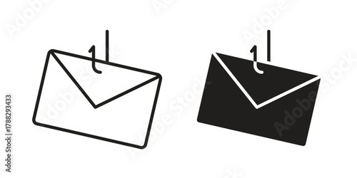 Email phishing icon illustration, thin line vector, web design sign,