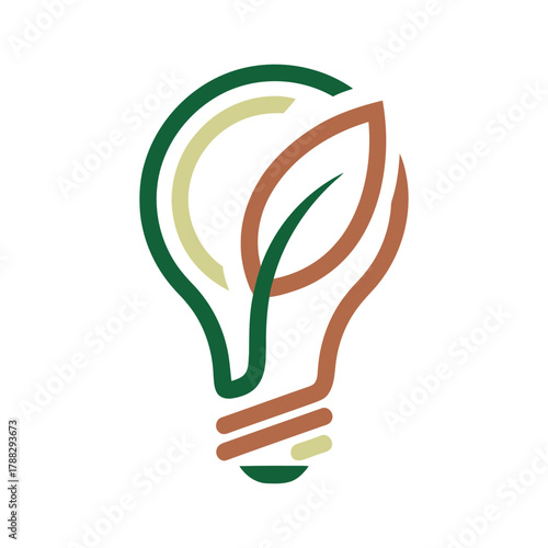 Green energy light bulb concept with leaf symbol and natural inspiration, symbolic Logo, Vector Art, Logo Design