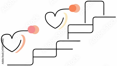 Reach your goals with passion and climb the steps to success a minimalist design featuring hearts and steps, perfect for inspirational messages and modern branding