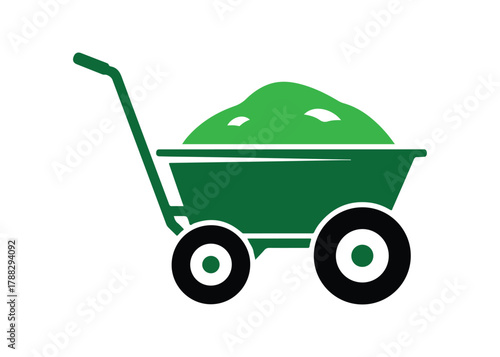 Garden Cart with Soil. Basic Vector Icon.