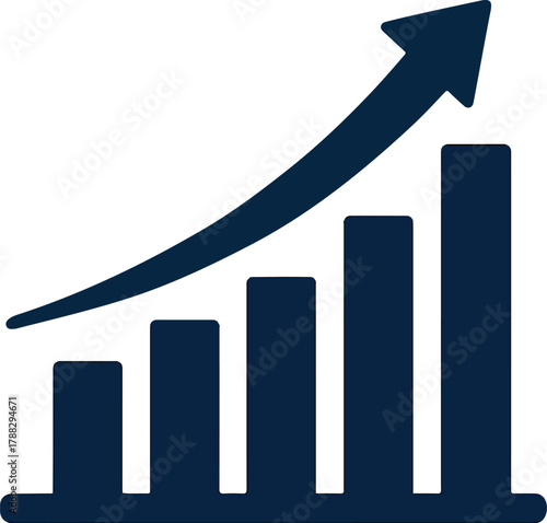 Business Growth Illustration Rising Bar Chart with Curved Arrow Design