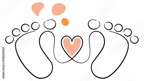 Sweet baby feet art, a gentle touch of love and family, perfect for nursery decor and heartwarming announcements, a simple yet stylish vector design