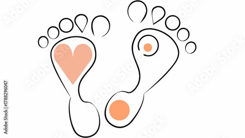 Adorable footprint illustration representing love and care, perfect for baby products, family health, and heartwarming designs, originally created as vector art.