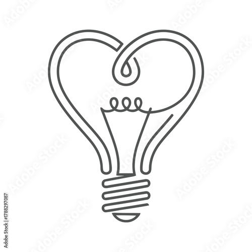 Heart shaped light bulb symbolizing love and ideas, symbolic Logo, Vector Art, Logo Design
