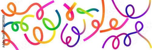 Festive Colorful Streamers and Confetti for Celebrations and Parties Banner