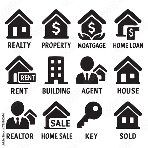 Real estate icon set.