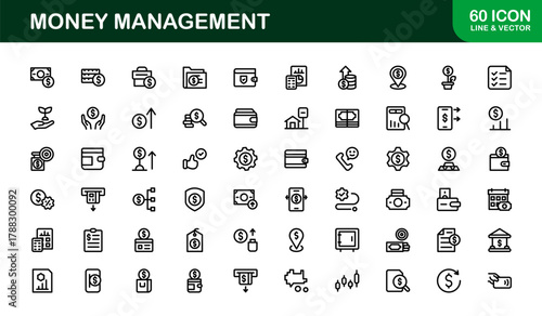 Creative Money Management Icon Bundle creating Finance Dashboards, Budget Tools, and Investment Apps
