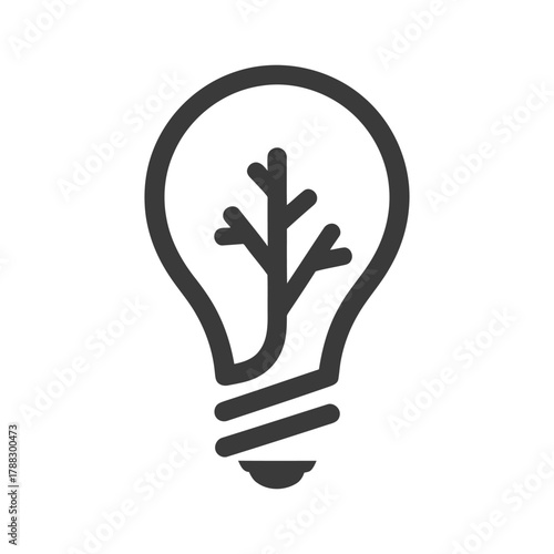 Lightbulb with a growing plant inside symbolizing new ideas and growth, symbolic Logo, Vector Art, Logo Design