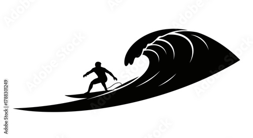 Black silhouette of a surfer riding a wave