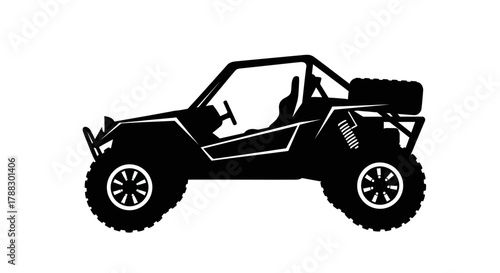Black silhouette of a UTV utility task vehicle with knobby tires and a roll cage